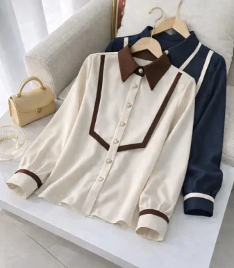 Vallina Outfit Gaga Blouse Kemeja Wanita Korean Look Shirt Atasan Lengan Panjang Top Casual Formal