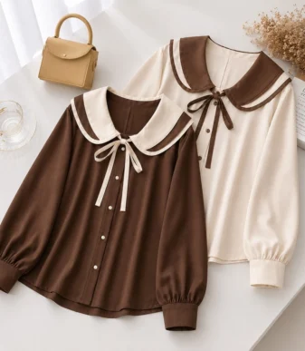 Vallina Outfit - Jador Shirt Atasan Lengan Panjang Wanita Bahan Wolycrepe Outfit Kekinian Korean Style Look Simple