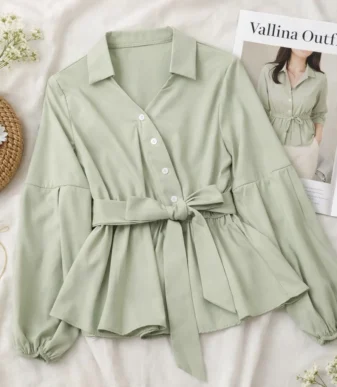 Vallina Outfit - Prisil Top Atasan Blouse Remaja Wanita Muslim Korean Style Premium