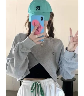 Vallina - Z Sling Crop Jennie Sweater Korean Premium Outerwear Top Remaja Wanita