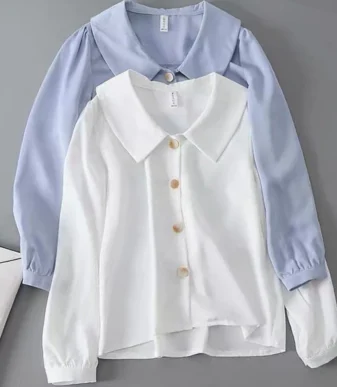 Vallina Outfit Sesil Top Blouse Plained Button Premium Baju Atasan Shirt kemeja Remaja Wanita Korean Style