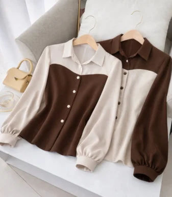 Vallina Outfit Simply Top Blouse Korean Kekinian Kemeja Wanita Look Atasan Bahan Moscrepe