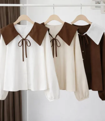 Vallina Outfit Sita Top Atasan Sailor Neck Michi Blouse Remaja Wanita Korean Style