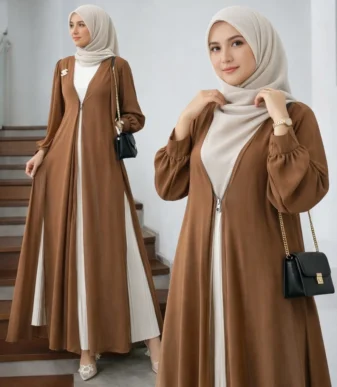 Vallina Outfit Laura Long Outer Gamis Luaran Muslim Dress Outer Panjang Premium