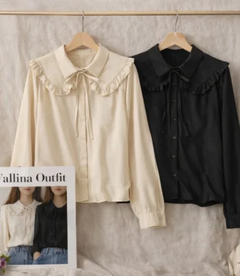 Vallina Outfit Livy Blouse Atasan Muslim Top Baju Wanita Lengan Panjang Casual Formal Korean Style