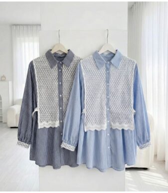 Vallina Outfit - Arila Top Atasan Wanita Muslim Katun Salur Premium OOTD Korean Style Casual Daily